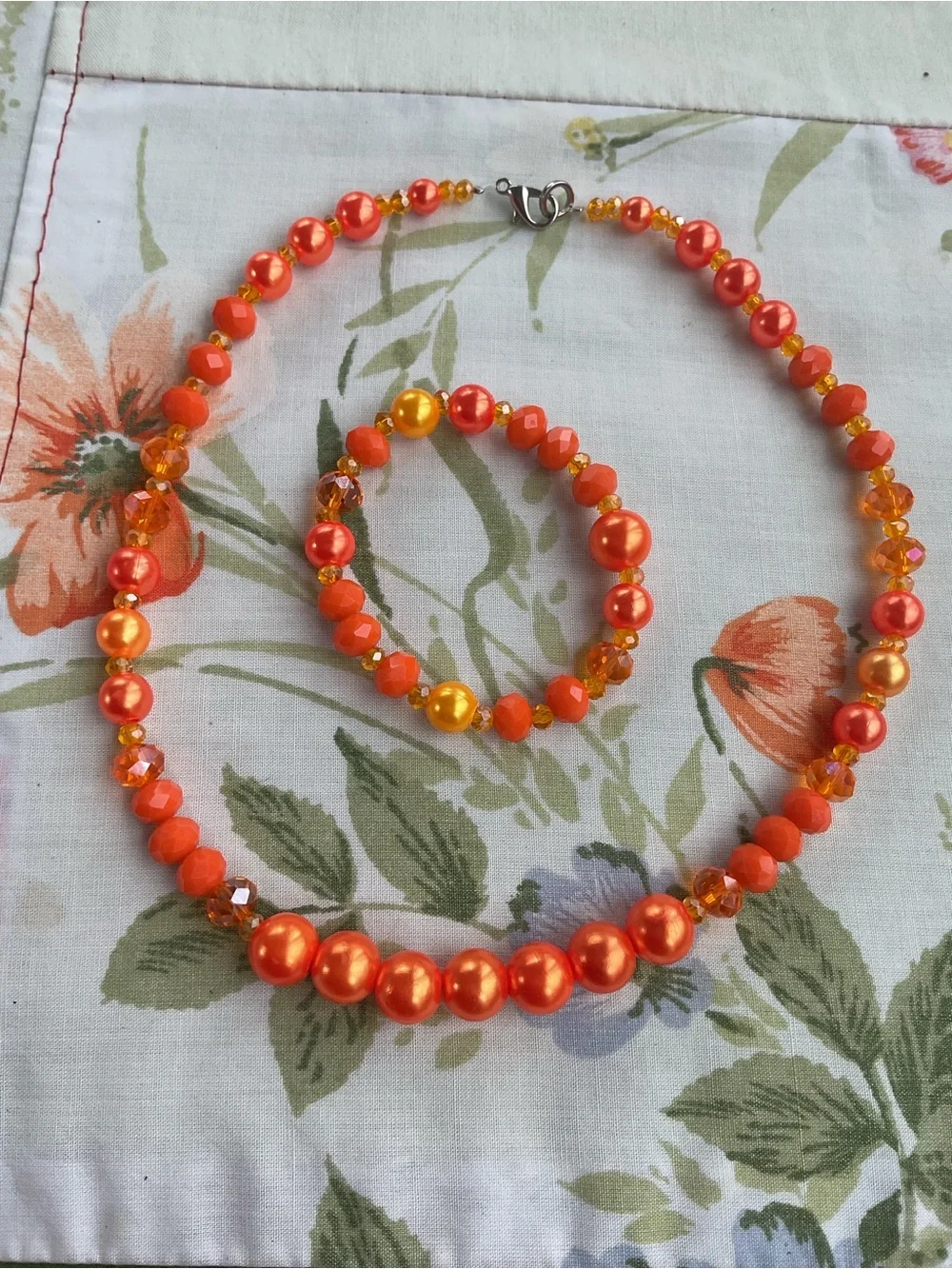 Little Miss Girls Orange Crystal Necklace Set🧡